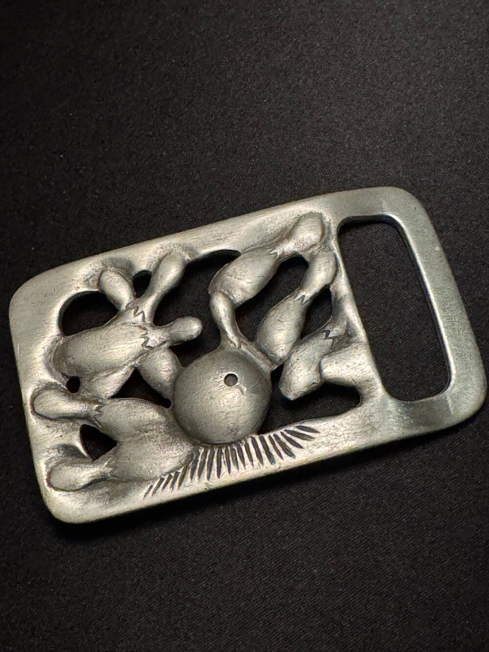 Vintage Pewter Bowling Belt Buckle